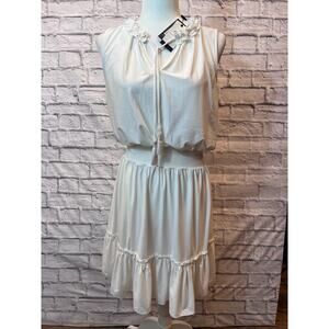 NWT Cabana Life Tiered Dress UPF 50 size Medium White Sleeveless Ruffled
